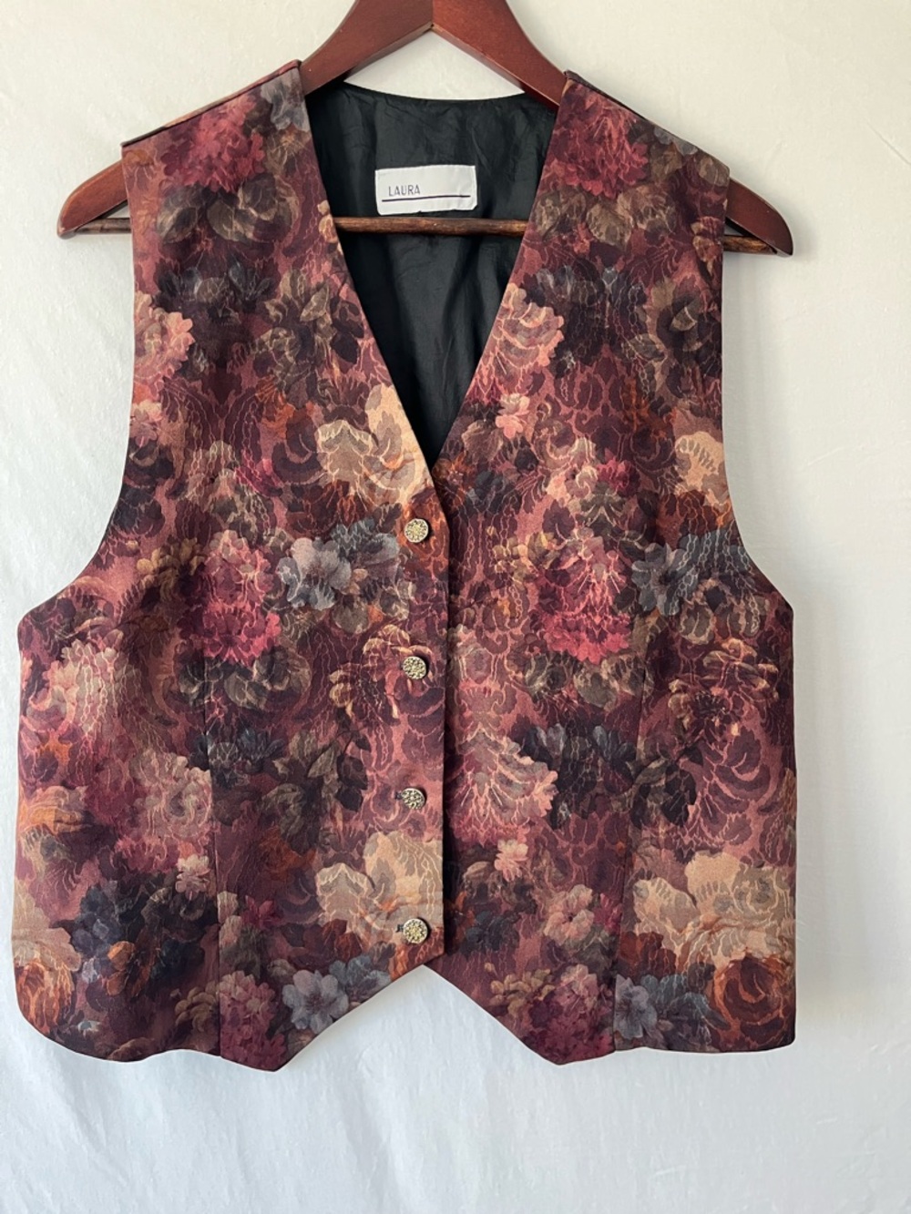 Vintage 90s Laura Floral Tapestry Vest